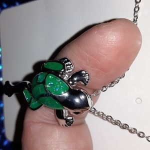 Silver frog necklace